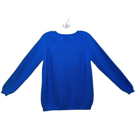 B.Solfin 100% Cashwool Sweater Women 40 Medium Blue Knit Crew Neck Grannycore - Picture 7 of 11